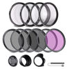 Picture of NEEWER 82mm ND/CPL/UV/FLD/Close Up Filter and Lens Accessories Kit with ND2 ND4 ND8, Close Up Filters(+1/+2/+4/+10), Tulip Lens Hood, Collapsible Rubber Lens Hood, Lens Cap, Filter Pouch