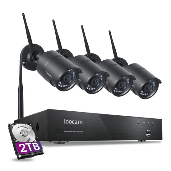 Picture of Loocam 900MHz Wireless Security Camera System Outdoor 2TB Hard Drive, 2000ft Long Range Transmission, 4 Camera 6 Channel NVR Surveillance Kit