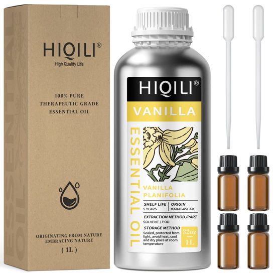 Picture of HIQILI Vanilla Essential Oil for Diffuser,Pure Natural Vanilla Oil for Skin,Soap Making,Candle Making -32Oz