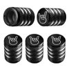 Picture of Tire Valve Stem Cap Cover - (5 Pack) Tire Air Cap Metal with Plastic Liner Corrosion Resistant Leak-Proof Rock and Roll for Car Truck Motorcycle Bike Black