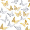 Picture of SAOROPEB 3D Butterfly Wall Decor 48 Pcs 4 Styles 3 Sizes-White Butterfly Birthday Decorations&Butterfly Party Decorations&Butterfly Cake Decorations-Removable Gold Butterfly Decorations (Gold, Silver)