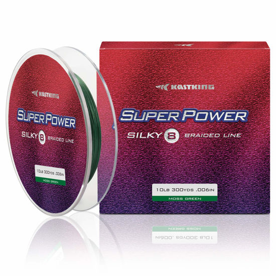 Picture of KastKing Superpower Silky8 Braided Fishing Line, Moss Green, 8 Strand, 20LB, 150Yds