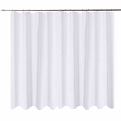 Picture of N&Y HOME Extra Wide Shower Curtain Liner Fabric 108 x 72 inches, Hotel Quality, Machine Washable, Water Repellent, White Spa Bathroom Curtains with Grommets, 108x72