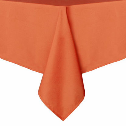 Picture of sancua Square Tablecloth - 54 x 54 Inch - Stain and Wrinkle Resistant Washable Polyester Table Cloth, Decorative Fabric Table Cover for Dining Table, Buffet Parties and Camping, Orange