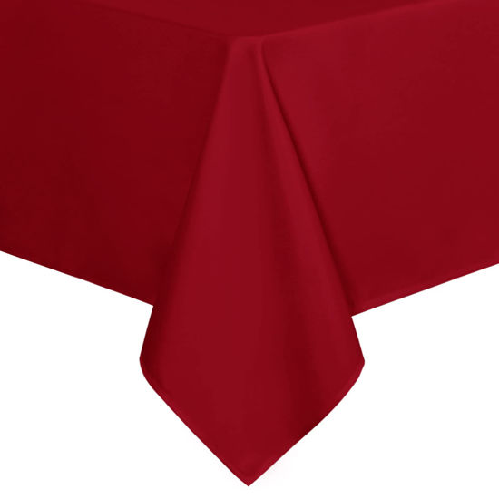 Picture of sancua Rectangle Tablecloth - 90 x 132 Inch - Water Resistant Spill Proof Washable Polyester Table Cloth, Decorative Fabric Table Cover for Dining Table, Buffet Parties and Camping, Red