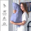 Picture of Natural Mulberry Silk Pillowcase for Hair and Skin Standard Size 20"X 26" Silk Pillow Case with Hidden Zipper Soft Breathable Smooth Cooling Silk Pillow Covers for Sleeping(Grayish Blue,Standard,1Pcs)