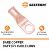 Picture of SELTERM 2pcs 4 AWG 5/16" Stud Copper Wire Lugs, Battery Lugs, Ring Terminals, Battery Cable Ends, 4 Guage Ring Terminal Connectors, UL Heavy Duty Bare Copper Eyelets Battery Terminal Connectors