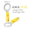 Picture of Wirefy 90 PCS Heat Shrink Ring Terminals 1/2" - Marine Grade Ring Connectors - Eyelet Wire Connectors - Large Ring Terminals - Yellow 10-12 AWG