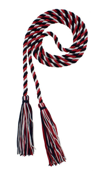 Picture of Graduation Honor Cord - Navy/RED/WHTE - Every School Color Available - Made in USA - by Tassel Depot