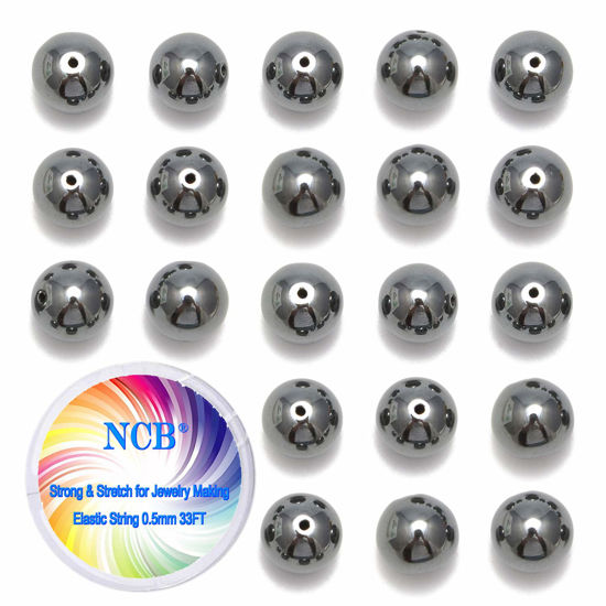 Picture of NCB 100pcs Original Natural Stone Beads Gemstone Round Loose Beads 6mm 8mm 10mm (Black Hematite, 6mm 100Beads)