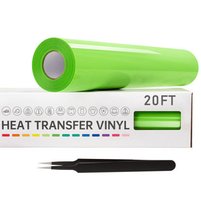 Picture of VinylRus Heat Transfer Vinyl-12” x 20ft Apple Green Iron on Vinyl Roll for Shirts, HTV Vinyl for Silhouette Cameo, Cricut, Easy to Cut & Weed