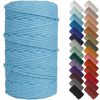 Picture of NOANTA Sky Blue Macrame Cord 4mm x 109yards, Colored Macrame Rope, Cotton Cord Macrame Yarn, Colorful Cotton Craft Cord for Wall Hanging, Plant Hangers, Crafts, Knitting