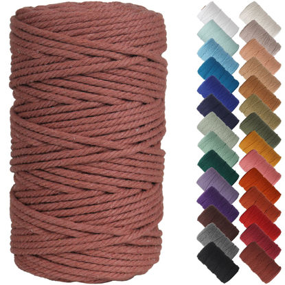 Picture of NOANTA Rust red Macrame Cord 4mm x 109yards, Colored Macrame Rope, Cotton Cord Macrame Yarn, Colorful Cotton Craft Cord for Wall Hanging, Plant Hangers, Crafts, Knitting
