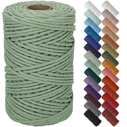 Picture of NOANTA Sage Macrame Cord 5mm x 109yards, Colored Macrame Rope Cotton Rope Macrame Yarn, Colorful Cotton Craft Cord for Wall Hanging, Plant Hangers, Crafts, Knitting