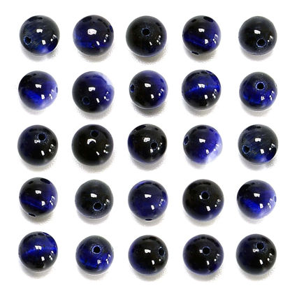 Picture of NCB 100PCS 8mm Natural Sapphire Tiger's Eye Beads Gemstone Round Loose Stone Beads Spacer Beads for Jewelry Making with Crystal Stretch Cord (Sapphire Tiger's Eye, 8mm 100Beads)