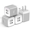 Picture of USB Wall Charger, X-EDITION 4-Pack 10.5W/2.1A Universal 2-Port USB Wall Plug Power Adapter for Phone X, 8/8 Plus 7/7 Plus, 6/6 Plus 6S, Pad, Samsung Galaxy S5 S6 S7 Edge, Nexus, LG (Gray)