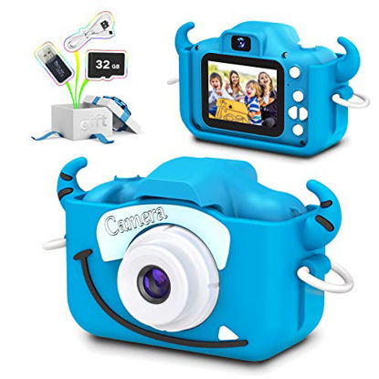 Picture of Goopow Kids Camera Toys for 6-12 Year Old Girls and Boys,Children Digital Video Camcorder Camera with Cartoon Soft Cover, Best Christmas Birthday Festival Gift for Kids - 32G SD Card Included