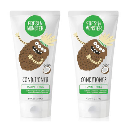 Picture of Fresh Monster Kids Hair Conditioner, Toxin-Free, Hypoallergenic & Natural, Hair Conditioner for Kids, Coconut (2 Pack, 6oz/each)