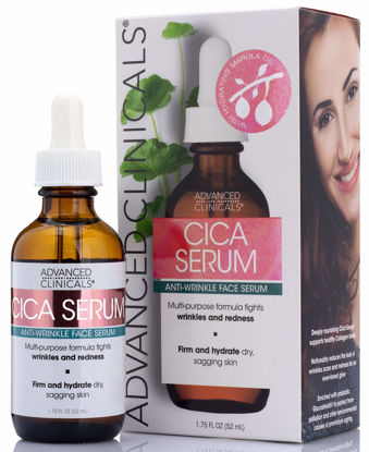 Picture of Advanced Clinicals Cica Serum Moisturizing Anti-Wrinkle Face Serum Plumps, Lifts, Evens Skin Tone, Reduces Redness Made with Natural Extracts in the USA, 1.75 fl. oz.