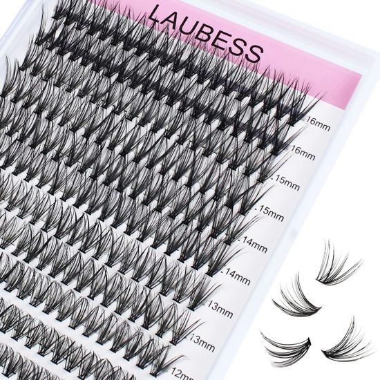 Picture of DIY Eyelash Extension 240pcs 30D Cluster Lashes Mixed Length Long False Eyelashes Individual Lashes Cluster Eyelash Extensions (30D-0.07C-9-16mm)