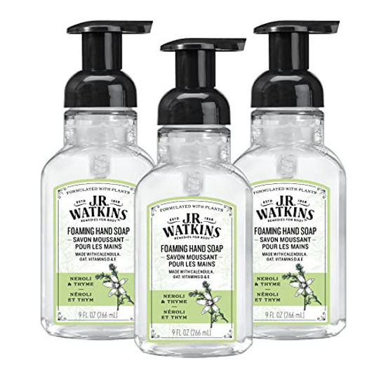 Picture of J.R. Watkins Foaming Hand Soap with Pump Dispenser, Moisturizing Foam Hand Wash, All Natural, Alcohol-Free, Cruelty-Free, USA Made, Neroli & Thyme, 9 fl oz, 3 Pack