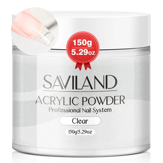 Picture of Saviland Clear Acrylic Powder 5.29OZ Large Capacity Acrylic Nail Powder Polymer Beginner Friendly Long Lasting No Need Nail Lamp Professional Acrylic Powder for French Manicure Nail Carving