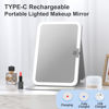 Picture of Rechargeable Travel Lighted Makeup Mirror with PU Leather Cover, Portable Travel Makeup Mirror with lights, 3 Color Lighting,Touch Sensor Dimmable, Light Up Tabletop Folding Cosmetic Mirror Colorful