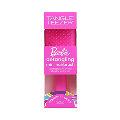 Picture of Tangle Teezer x Barbie The Mini Ultimate Detangling Brush, Dry and Wet Hair Brush Detangler for Traveling and Small Hands, Totally Pink