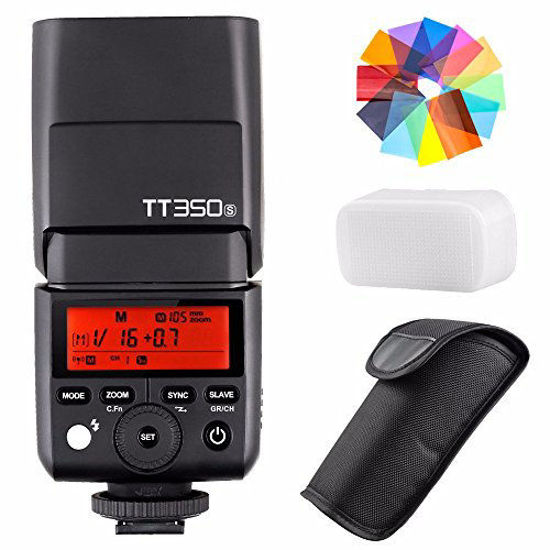 Picture of EACHSHOT Godox TT350S 2.4G HSS 1/8000s TTL GN36 Wireless Speedlite Flash for Sony Mirrorless DSLR A7 A7R A7S A7-II A7-III A7R-II A7R-III A7S-II A6300 A6000 w/Color Filter