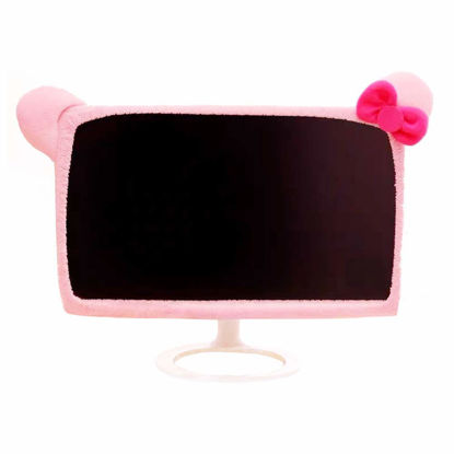 Picture of LINXTAR 20''-29'' Computer Monitor Cover with Cat Ear Design Furry Kawaii Pink Monitor Dust Cover Elastic Dustproof for PC Tablet TV