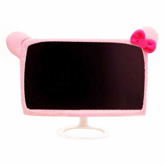 Picture of LINXTAR 20''-29'' Computer Monitor Cover with Cat Ear Design Furry Kawaii Pink Monitor Dust Cover Elastic Dustproof for PC Tablet TV