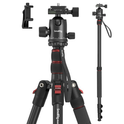 Picture of SmallRig 71" Camera Tripod, Foldable Aluminum Tripod & Monopod, 360°Ball Head Detachable, Payload 33lb, Adjustable Height from 16" to 71" for Camera, Phone-3935
