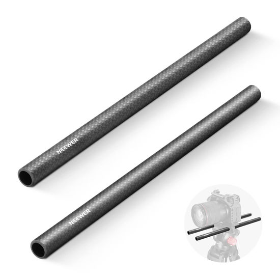 Picture of NEEWER 15mm Carbon Fiber Extension Rods 11.8"/30cm Compatible with SmallRig Compatible with Tilta 15mm Rod Rail Support System, DSLR Shoulder Rig, Camera Stabilizer Cage, Matte Box, Base Plate, SR002