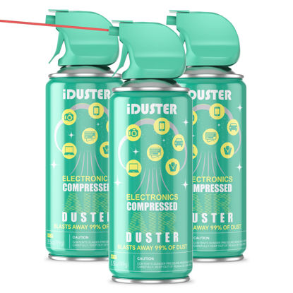 Picture of iDuster Disposable Compressed Duster, Computer Cleaner, Keyboard Cleaner, 3 Cans, 3.5oz