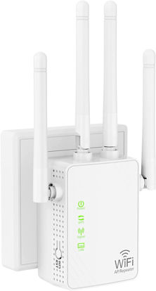 Picture of WiFi Extender Signal Booster Up to 5000sq.ft and 46 Devices, WiFi Range Extender, Wireless Internet Repeater, Long Range Amplifier with Ethernet Port, Access Point, 1-Key Setup, Alexa Compatible