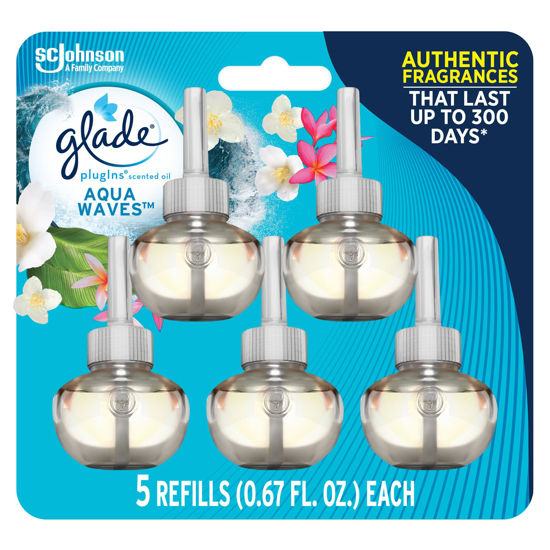 Picture of Glade PlugIns Refills Air Freshener, Scented and Essential Oils for Home and Bathroom, Aqua Waves, 3.35 Fl Oz, 5 Count