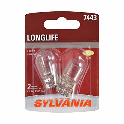 Picture of SYLVANIA - 7443 Long Life Miniature - Bulb, Ideal for Daytime Running Lights (DRL) and Back-Up/Reverse Lights (Contains 2 Bulbs)