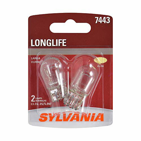 Picture of SYLVANIA - 7443 Long Life Miniature - Bulb, Ideal for Daytime Running Lights (DRL) and Back-Up/Reverse Lights (Contains 2 Bulbs)