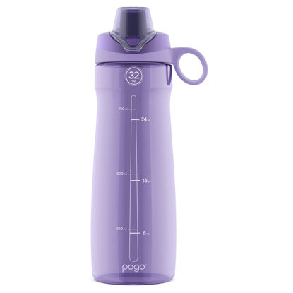 Picture of Pogo 32oz Plastic Water Bottle with Chug Lid and Carry Handle, Reusable, BPA Free, Dishwasher Safe, Perfect for Travel, School, Outdoors, and Gym, Lilac