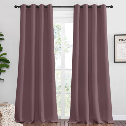 Picture of NICETOWN Dry Rose Blackout Curtains 102" Long for Office, Dining Room, Guest Room, 55" Wide, 2 Pieces, Sound Reducing Heat and Cold Block Curtain Panels for Modern Room Decorative
