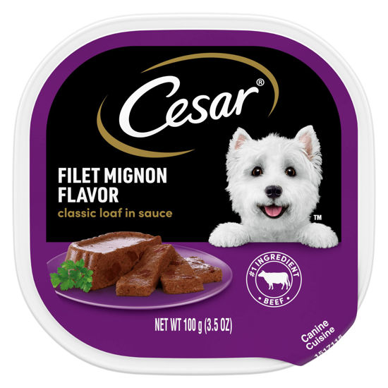 Picture of CESAR Soft Wet Dog Food Classic Loaf in Sauce Filet Mignon Flavor, (24) 3.5 oz. Easy Peel Trays