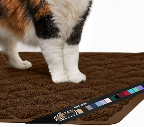 Picture of The Original Gorilla Grip 100% Waterproof Cat Litter Box Trapping Mat, Easy Clean, Textured Backing, Traps Mess for Cleaner Floors, Less Waste, Stays in Place for Cats, Soft on Paws, 35x23 Brown