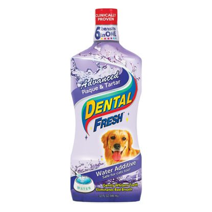 Picture of Dental Fresh Advanced Plaque and Tartar Water Additive, 32oz - Dog Teeth Cleaning Formula to Freshen Breath and Improve Overall Oral Health