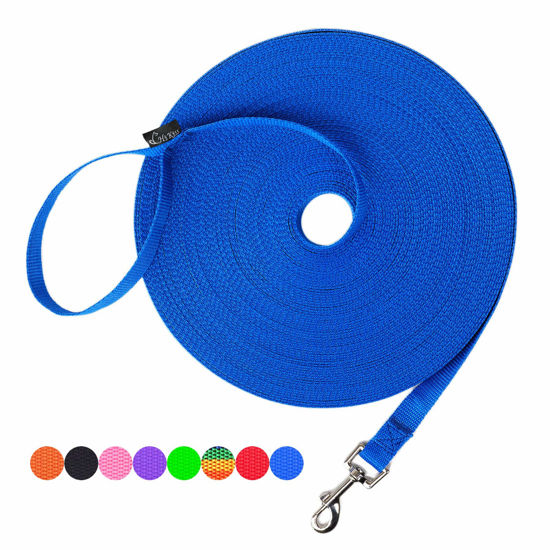 Picture of Hi Kiss Dog/Puppy Obedience Recall Training Agility Lead - 15ft 20ft 30ft 50ft 100ft Training Leash - Great for Training, Play, Camping, or Backyard Blue 15 Feet