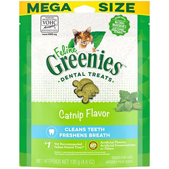 Picture of FELINE GREENIES Adult Natural Dental Care Cat Treats, Catnip Flavor, 4.6 oz. Pouch