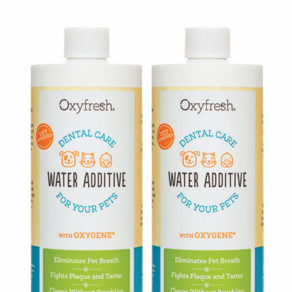 Picture of Oxyfresh Premium Pet Dental Care Solution Pet Water Additive: Best Way to Eliminate Bad Dog Breath and Cat Bad Breath - Fights Tartar & Plaque - So Easy, Just Add to Water! Vet Recommended 2 Pack