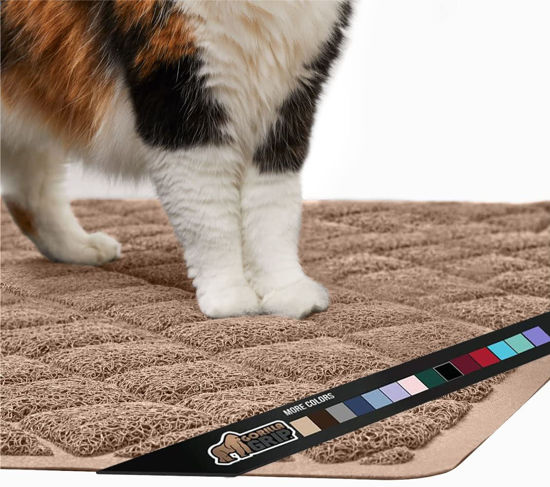 Picture of The Original Gorilla Grip 100% Waterproof Cat Litter Box Trapping Mat, Easy Clean, Textured Backing, Traps Mess for Cleaner Floors, Less Waste, Stays in Place for Cats, Soft on Paws, 40x28 Beige