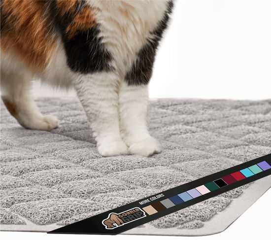 Picture of The Original Gorilla Grip 100% Waterproof Cat Litter Box Trapping Mat, Easy Clean, Textured Backing, Traps Mess for Cleaner Floors, Less Waste, Stays in Place for Cats, Soft on Paws, 30x20 Gray