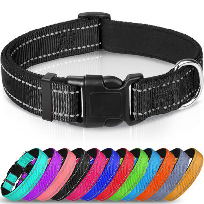 Picture of Joytale Reflective Dog Collar,Soft Neoprene Padded Breathable Nylon Pet Collar Adjustable for Extra Large Dogs,Black,XL