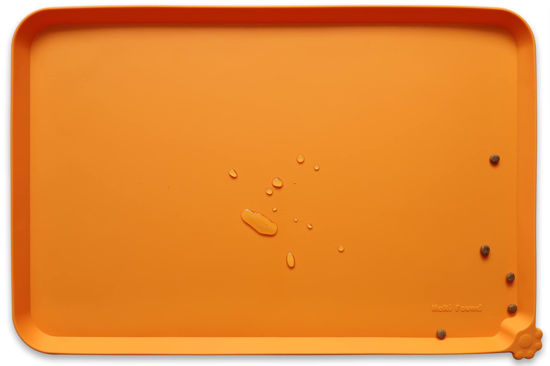 Picture of Hoki Found L Silicone Pet Food Mats Tray - Non Slip Pet Dog Cat Bowl Mats Placemat - Dog Pet Cat Feeding Mat - Waterproof Dog Cat Food Mats -Pet Water Mats for Carpet -Orange